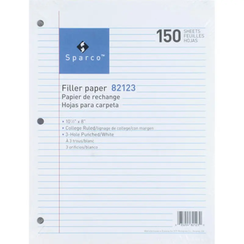 Sparco 82123 3-hole Punched Filler Paper