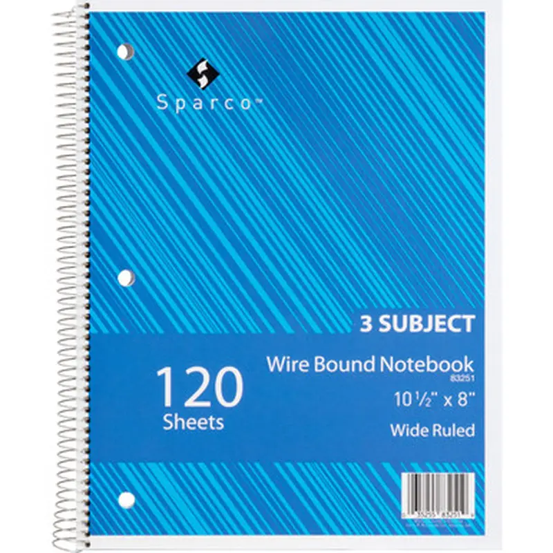 Sparco 83251 Quality Wirebound Wide Ruled Notebooks