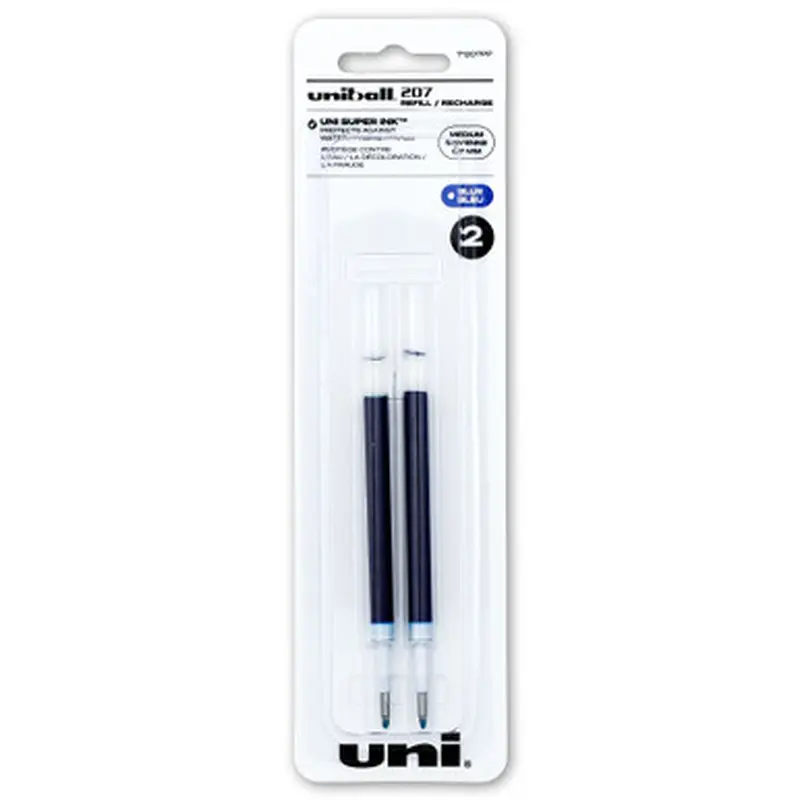Uniball 71207PP 207 Refills, Blue Gel Ink, 0.7mm Medium Point, Pack of 2