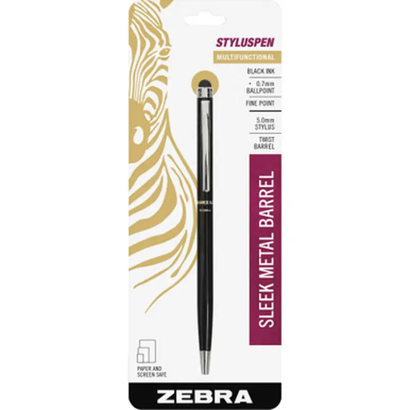 Zebra Pen 33111 StylusPen Twist Ballpoint 0.7 mm Black 1pk
