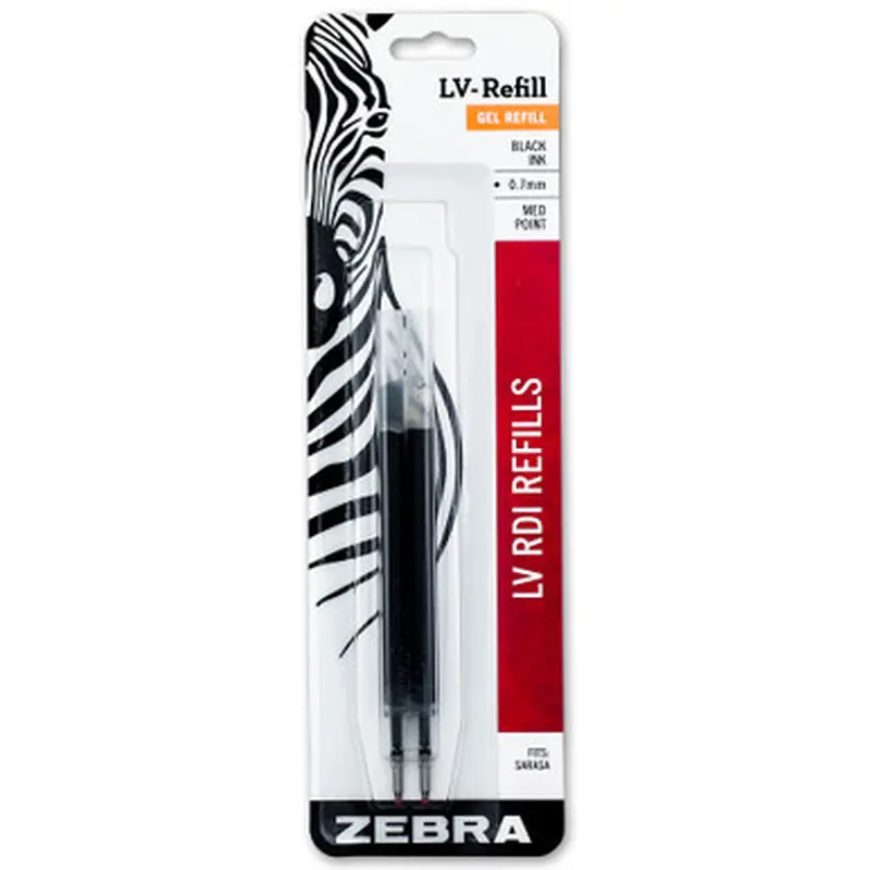 Zebra Sarasa Refill 0.7 LV-Refill 87012, Black Gel Ink, Medium Point, Pack of 2