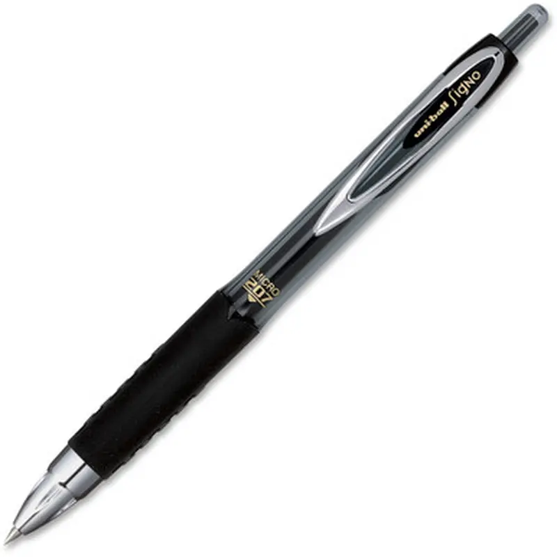 Uniball Signo 207 61255 Gel Pen, 0.5mm Micro Point, Black Uni Super Ink