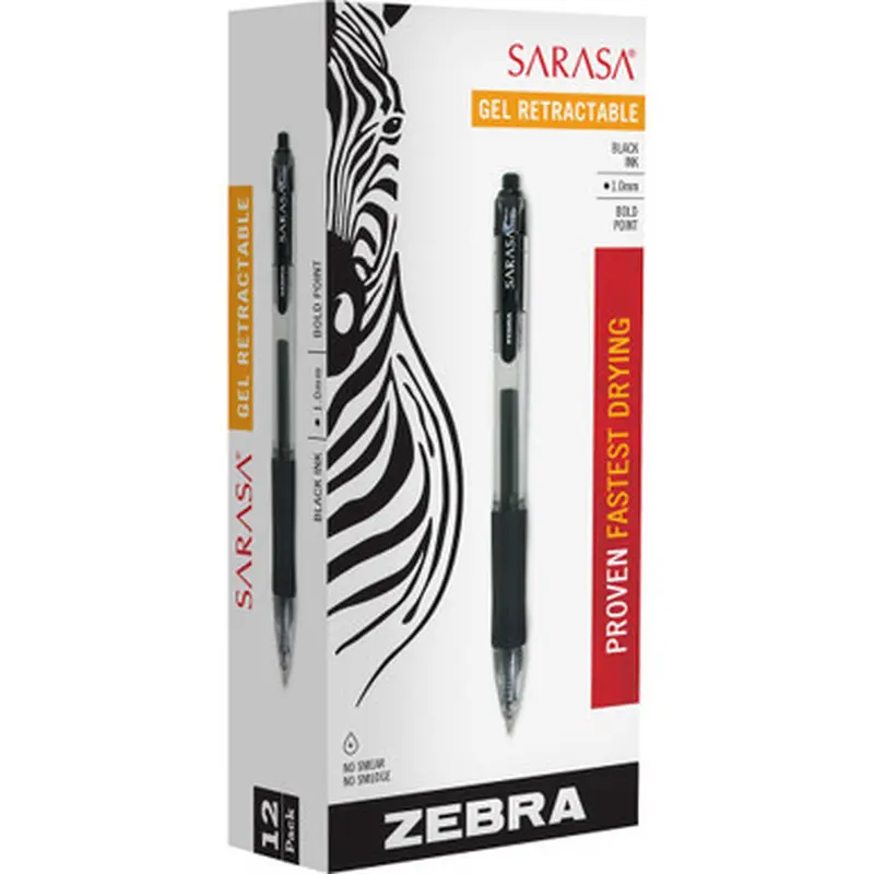Zebra Sarasa dry X20 46610, 1.0mm Bold, Black Gel Ink Retractable Pen
