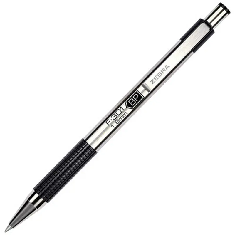 Zebra F-301 1.6mm Bold 27310 Retractable Ballpoint Pen, Black Ink