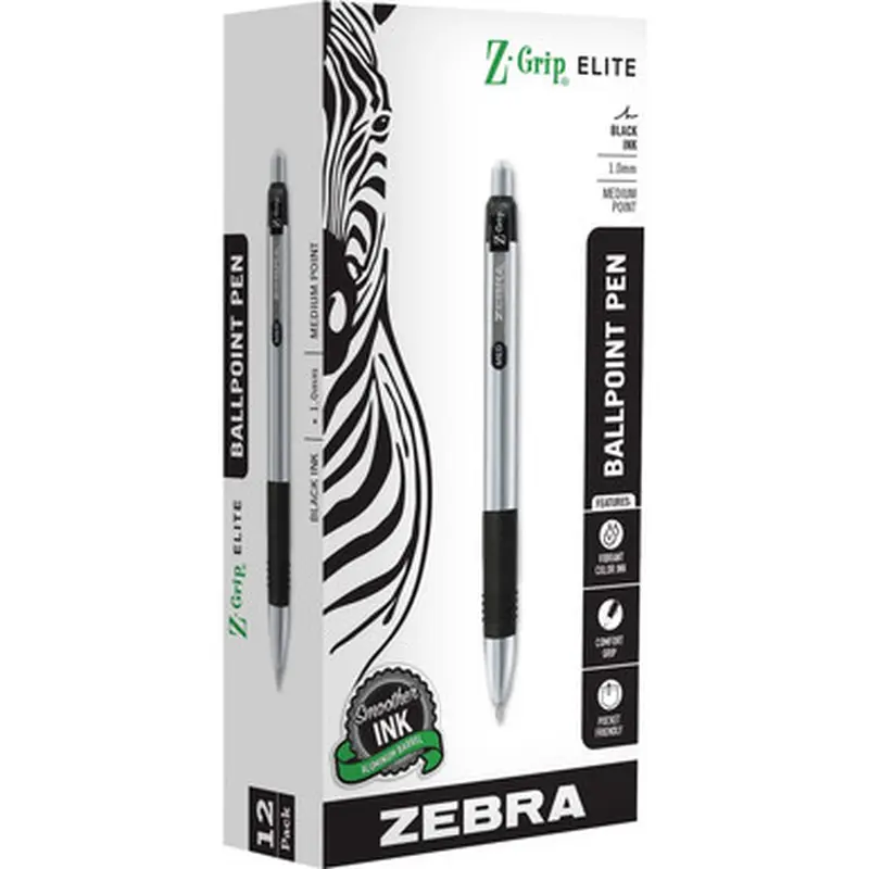 Zebra Pen 27010 Z-Grip Elite Metal Retractable Ballpoint Pen