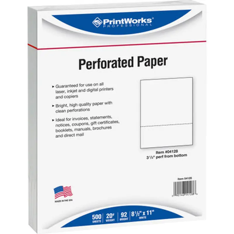 Printworks 04128 Pre-Perforated Paper for Invoices, Statements, Gift Certificates &amp More