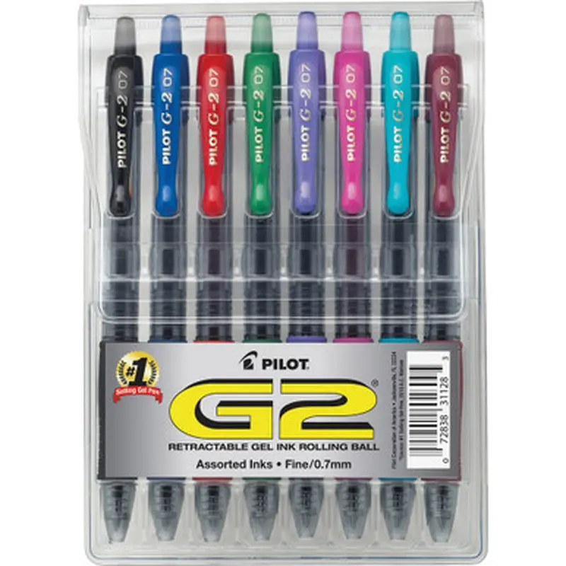 Pilot G2 07 31128 Gel Ink Retractable Rollerball Pens, 8-Color Set