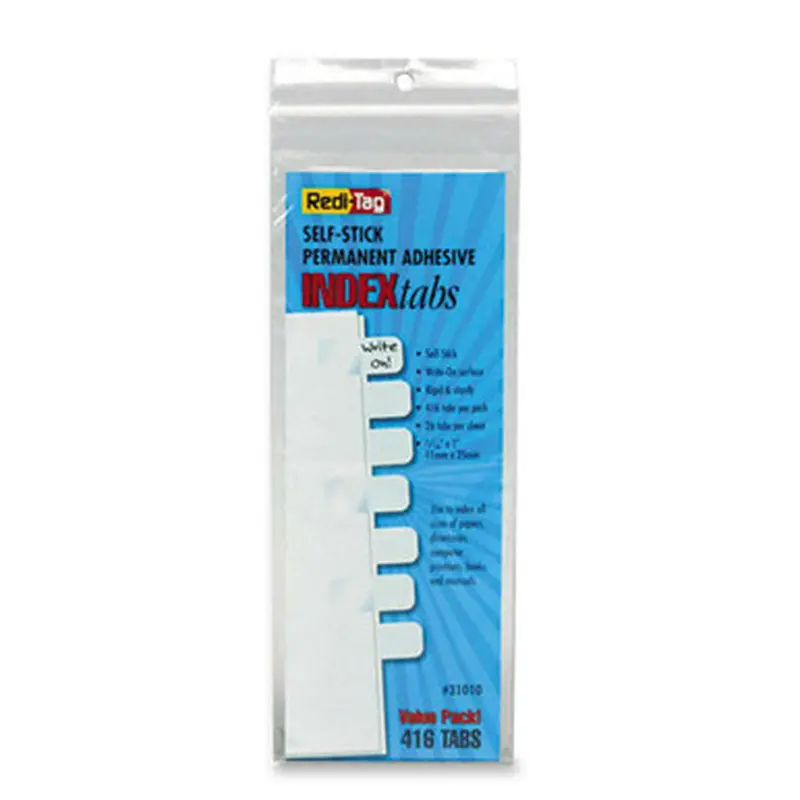 Redi-Tag 31010 Permanent Stick Write-On Index Tabs