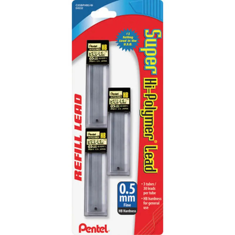 Pentel C25BPHB3K6 Super Hi-Polymer Leads