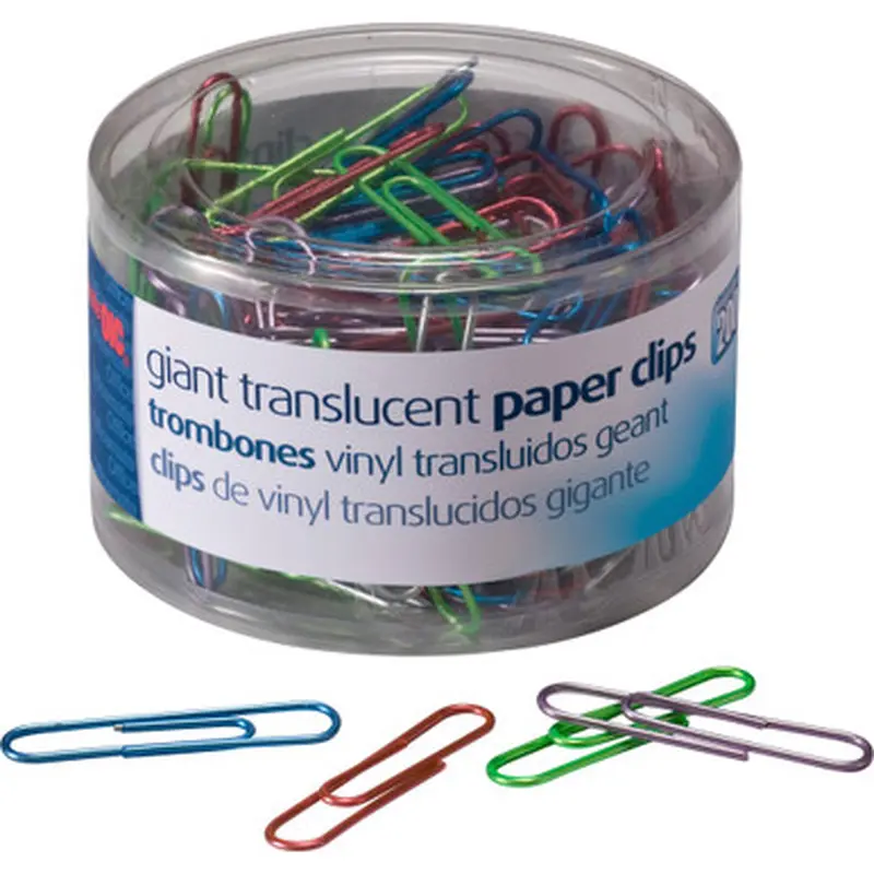 Officemate 97212 Translucent Vinyl Paper Clips
