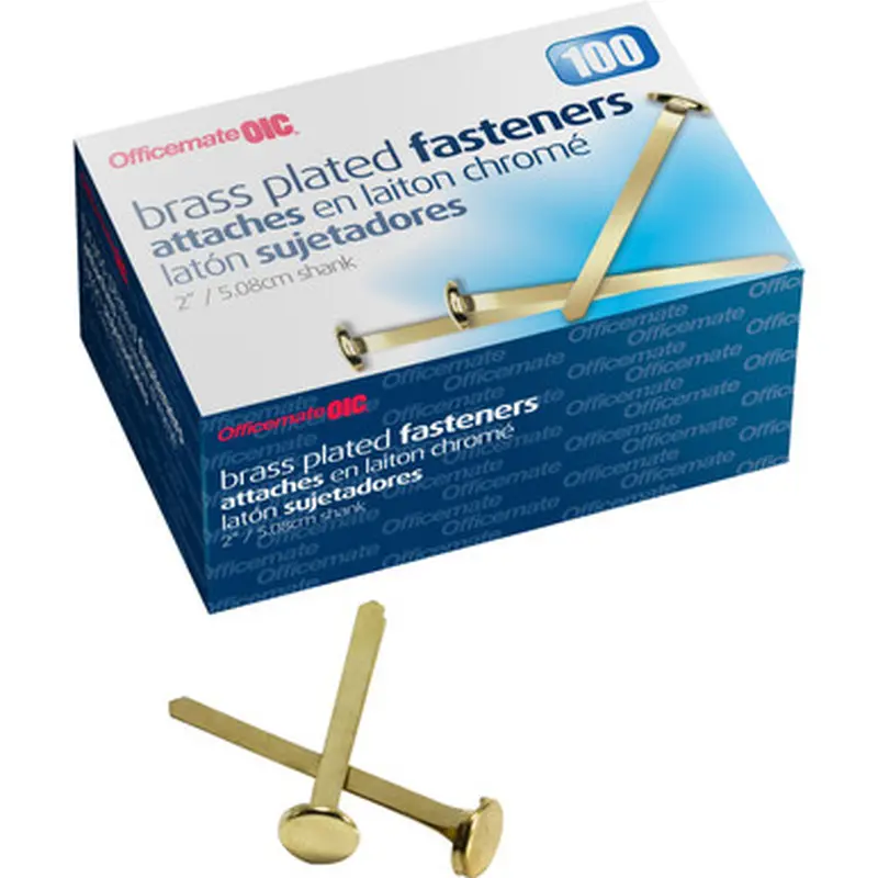 Officemate 99817 Brass Plated Round Head Fasteners