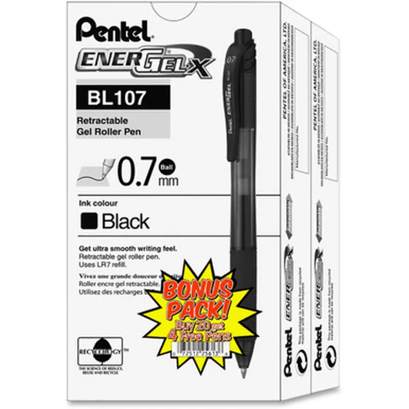 Pentel BL107ASW2 EnerGel-X Retractable Gel Pens