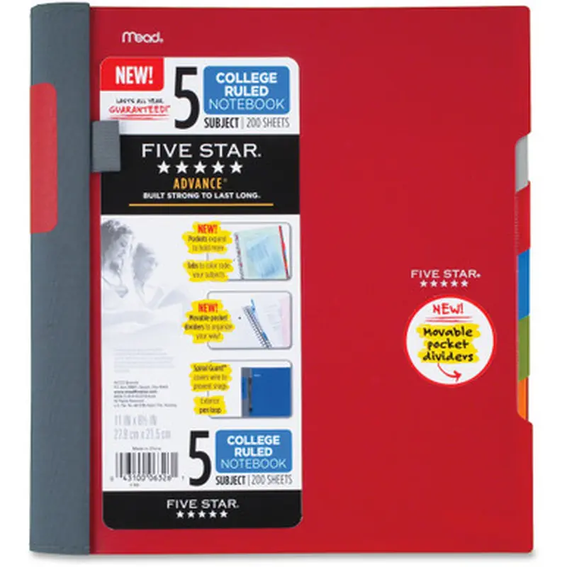 Mead 06326 College Ruled Subject Notebooks