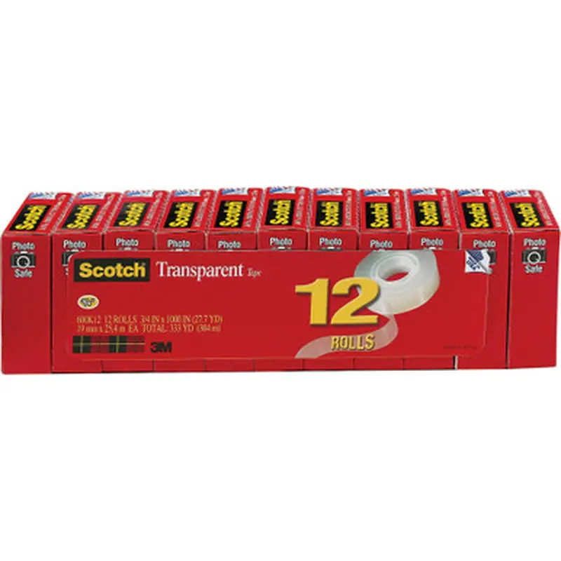 Scotch 600K12 Transparent Tape - 3/4&quotW