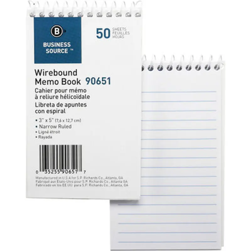 Business Source 90651 Wirebound Memo Books