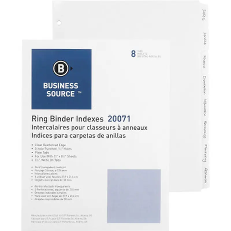 Business Source 20071 3-Ring Plain Tab Indexes