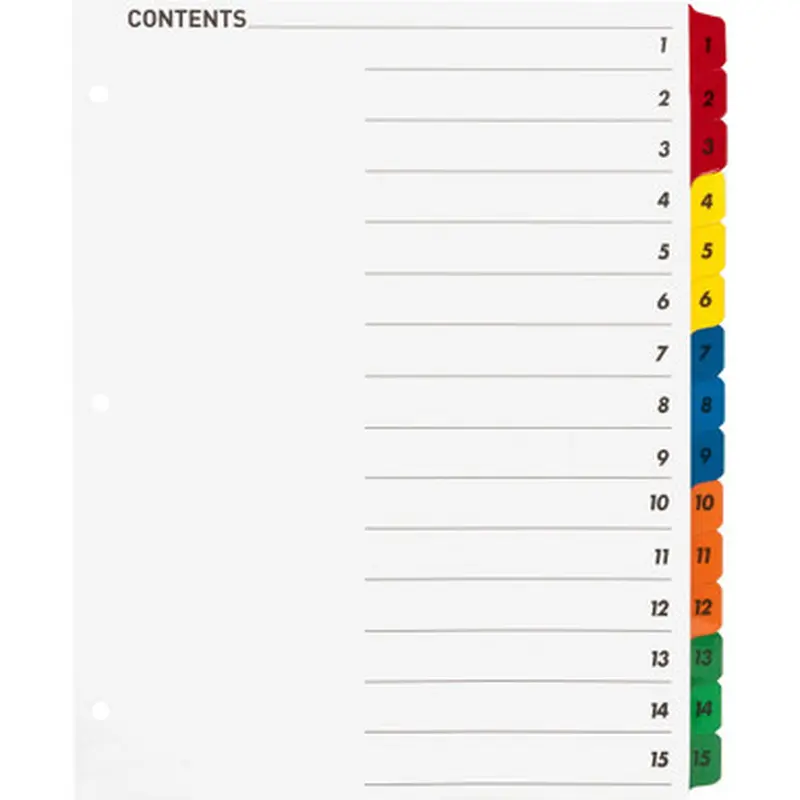 Business Source 21904 Table of Content Quick Index Dividers