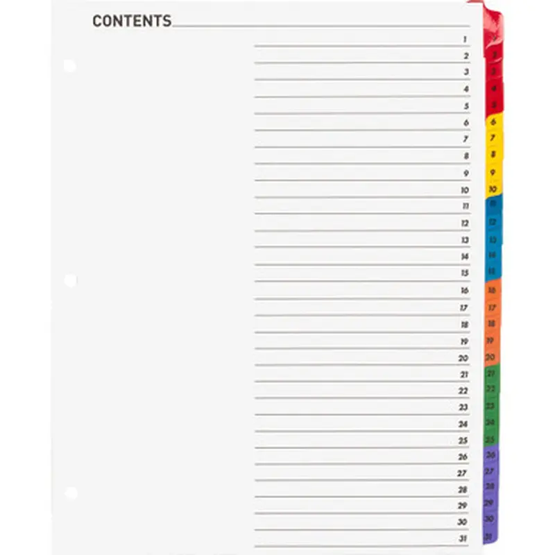 Business Source 21907 Table of Content Quick Index Dividers