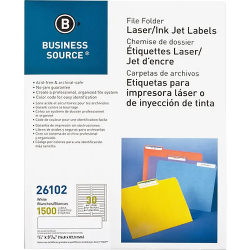 Business Source 26102 Laser/Inkjet File Folder Labels