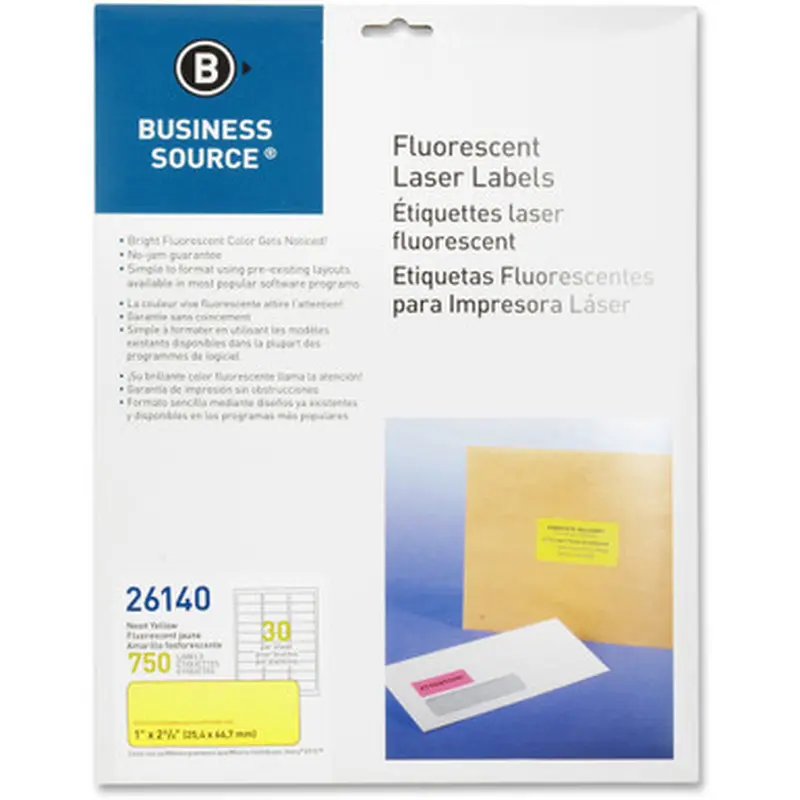 Business Source 26140 1&quot Fluorescent Laser Labels