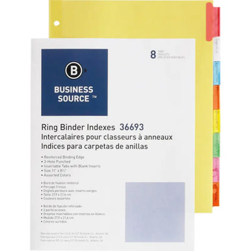 Business Source 36693 Insertable Tab Ring Binder Indexes