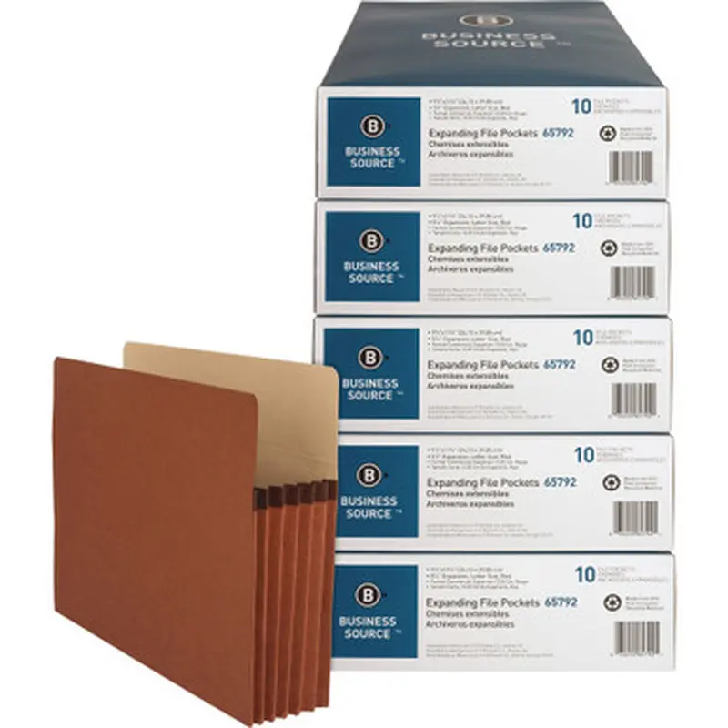 Business Source 65792CT Redrope Letter Expanding File Pocket