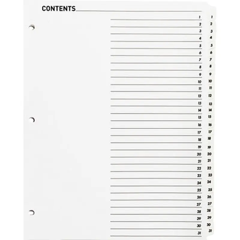 Business Source 05859 Table of Content Quick Index Dividers