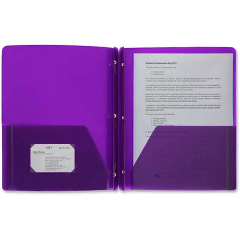 Business Source 20885 3-Hole Punched Poly Portfolios
