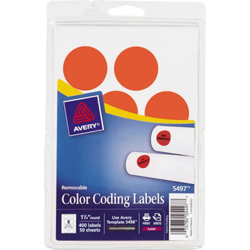 Avery 2020RG 1-1/4&quot Color-Coding Labels