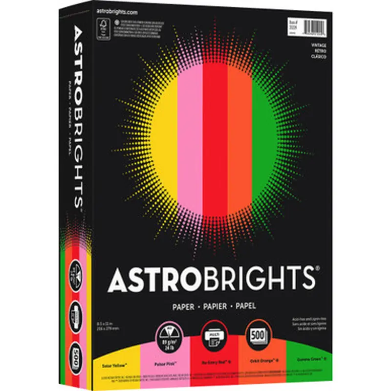 Astrobrights 21224 Color Paper - &quotVintage&quot 5-Color Assortment
