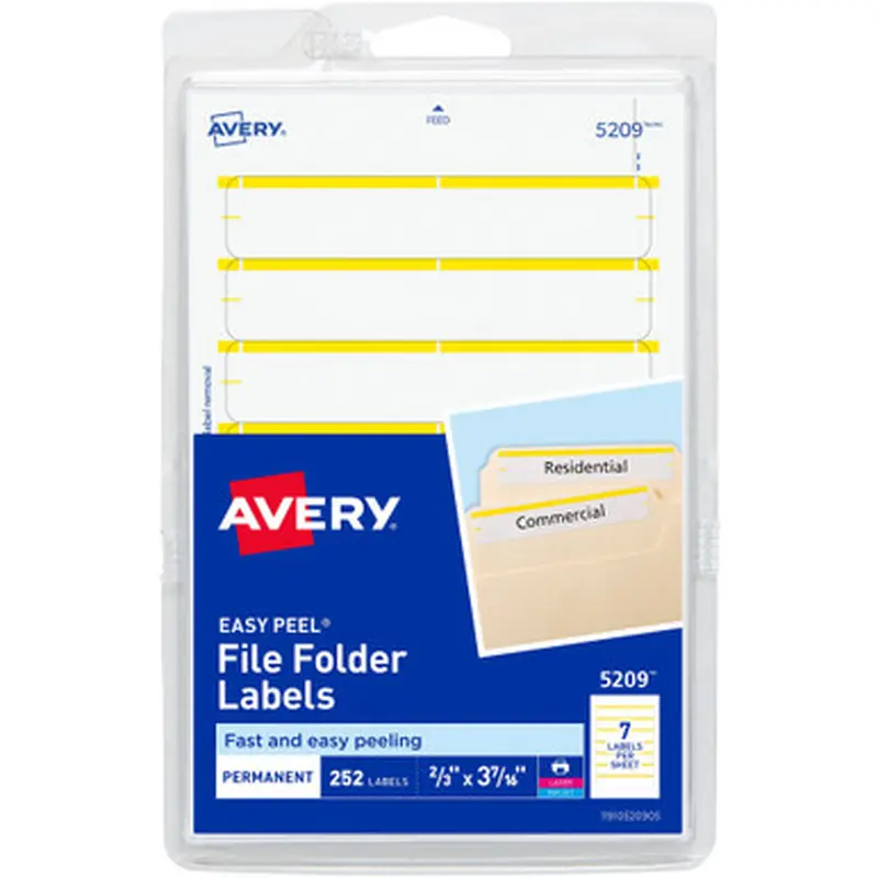 Avery FF3Y Permanent File Folder Labels