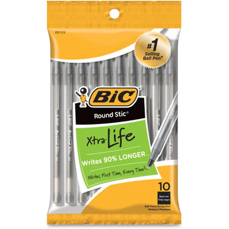 BIC GSMP101BK Round Stic Ballpoint Pens