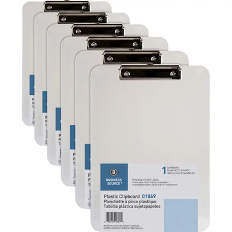 Business Source 01869BD Flat Clip Plastic Clipboard