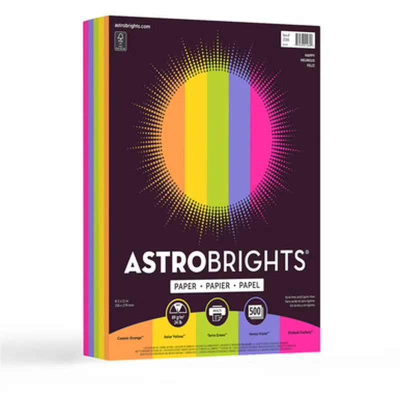 Astrobrights 21289 Color Paper - &quotHappy&quot 5-Color Assortment