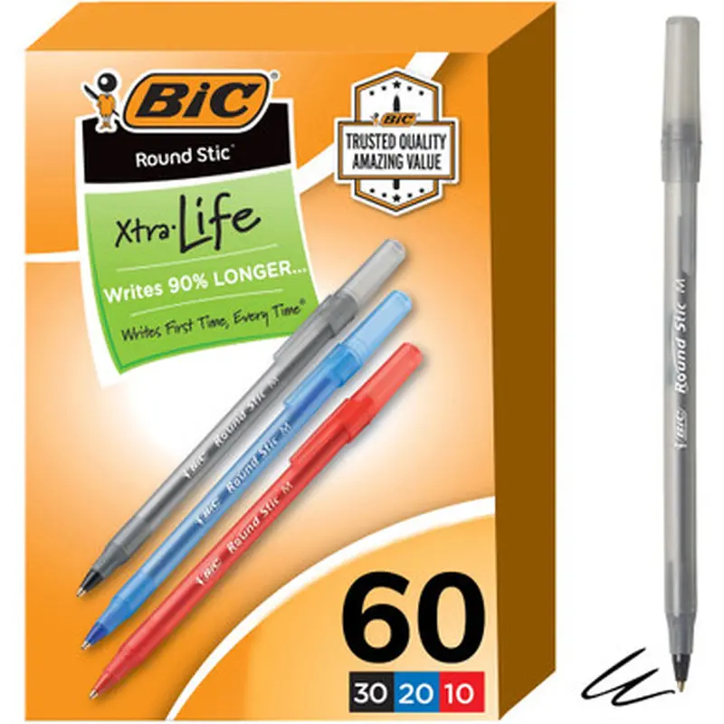 BIC GSM609AST Round Stic Ballpoint Pens