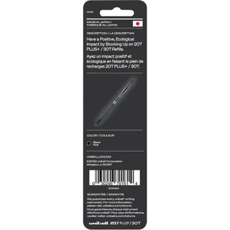 Uniball 70161 207 PLUS  / 307 GEL Refills, Black Uni Super Ink, 0.7mm Medium, Pack of 2