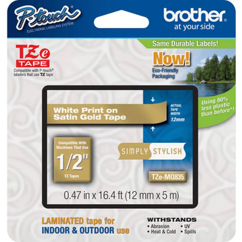 Brother TZEMQ835 PTouch 1/2&quot Laminated TZe Tape