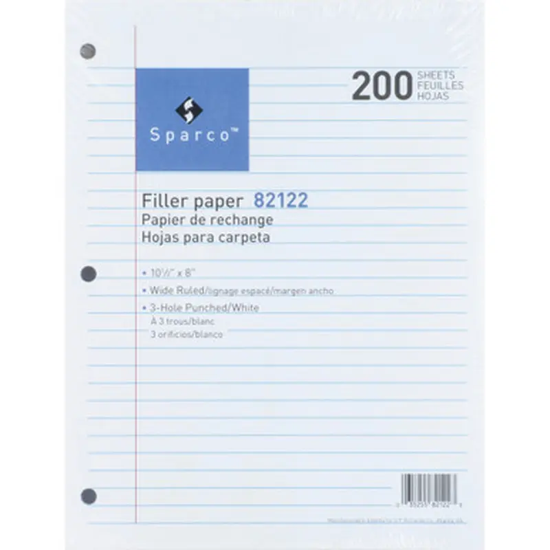 Sparco 82122 3-hole Punched Filler Paper