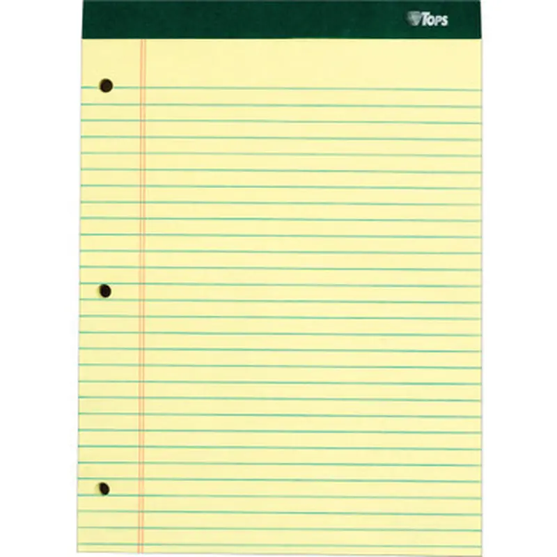 TOPS 63387 Perforated 3 Hole Punched Ruled Docket Legal Pads