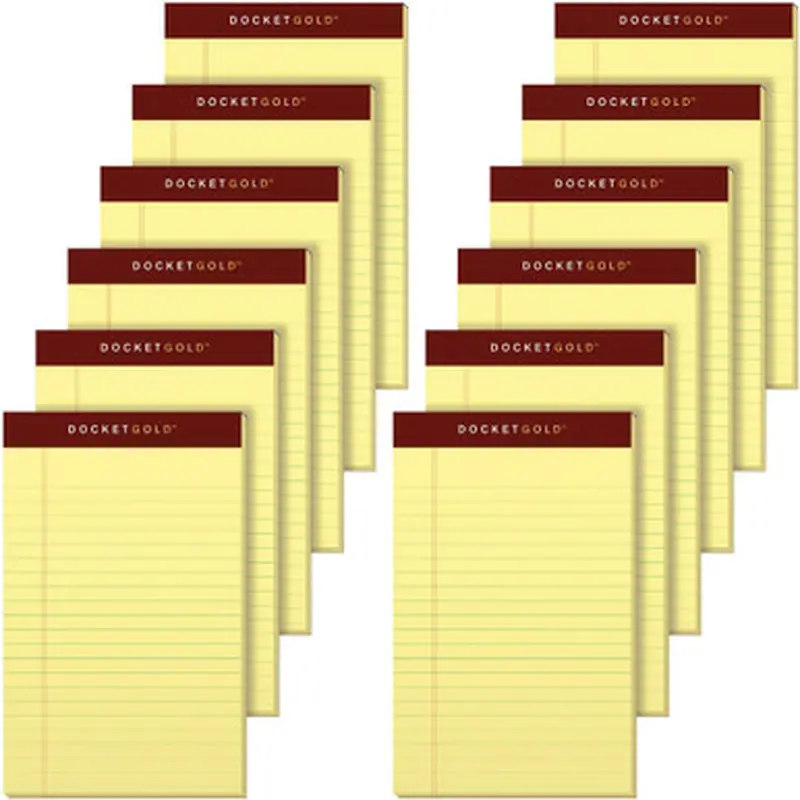 TOPS 63900 Docket Gold Jr. Legal Ruled Canary Legal Pads - Jr.Legal