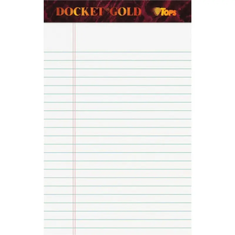 TOPS 63910 Docket Gold Jr. Legal Ruled White Legal Pads - Jr.Legal