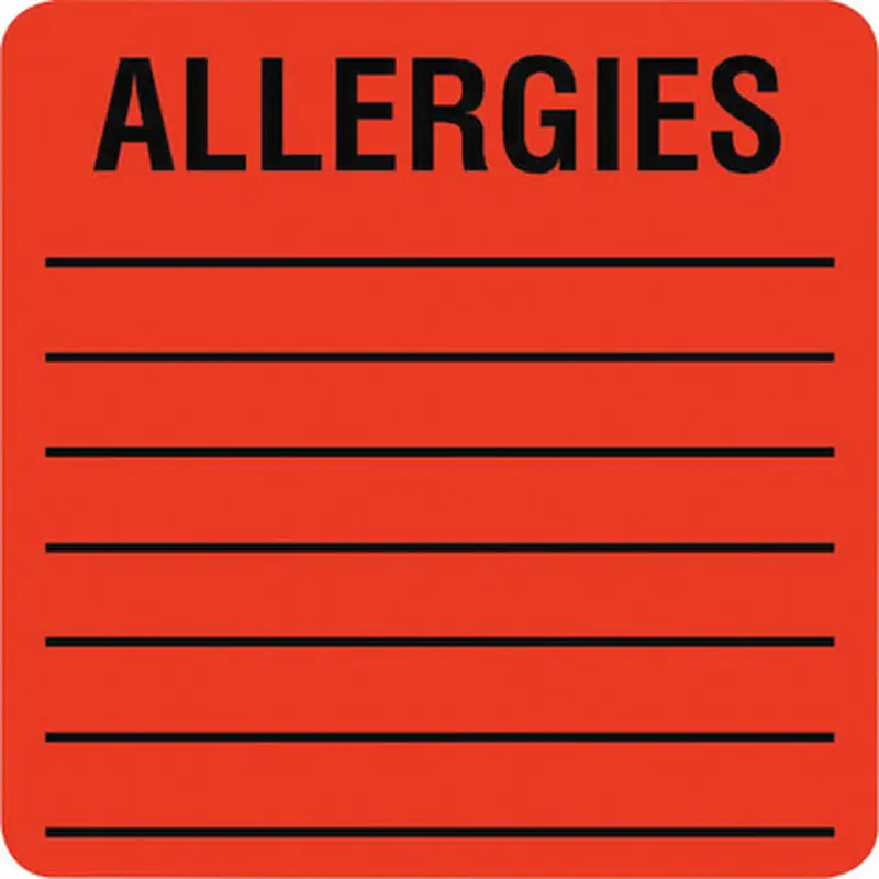 Tabbies 40560 Square ALLERGIES Labels