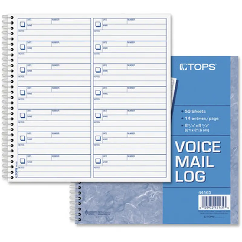 TOPS 44165 Voice Message Log Book