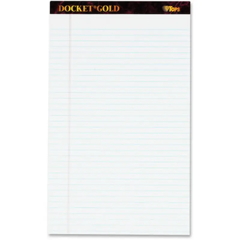 TOPS 63990 Docket Gold Legal Ruled White Legal Pads - Legal