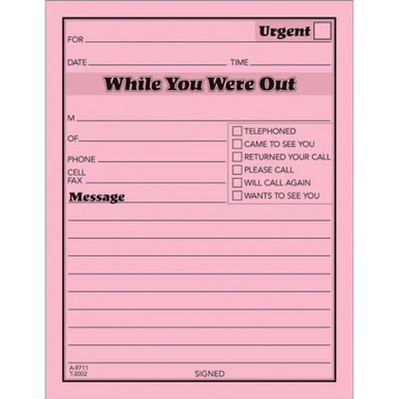 TOPS 3002P While You Were Out Message Pads