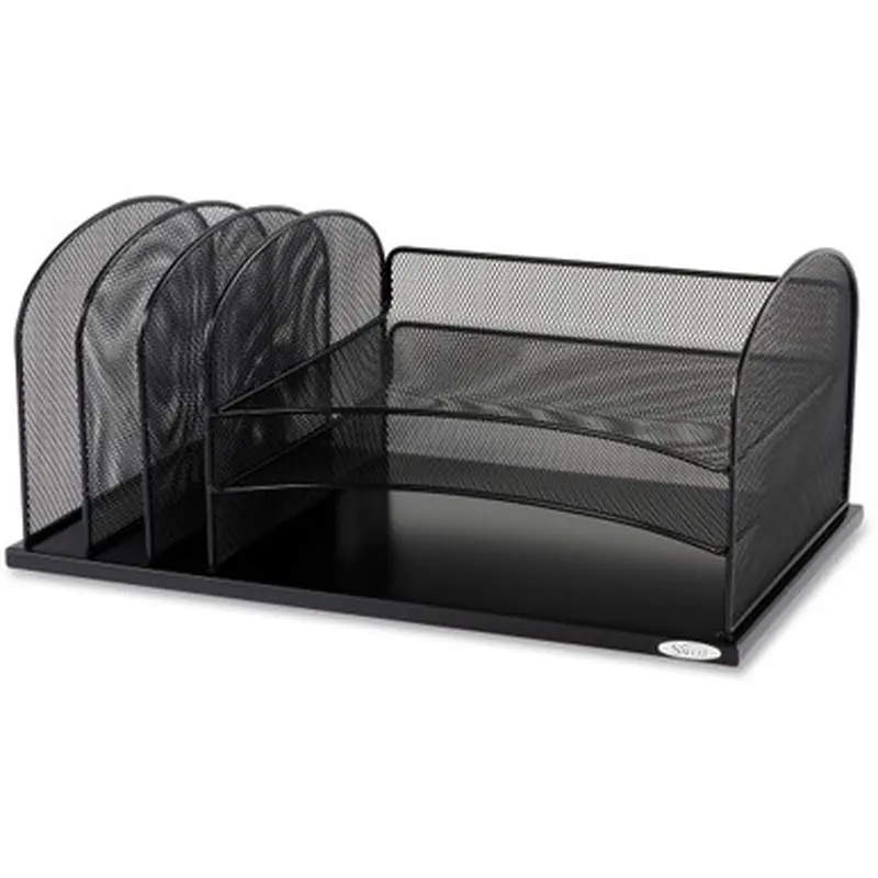 Safco 3254BL Onyx 3 Tray/3 Upright Section Desk Organizer