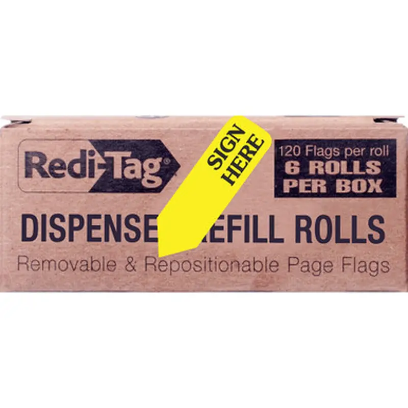 Redi-Tag 91001 Sign Here Arrow Flags Dispenser Refills