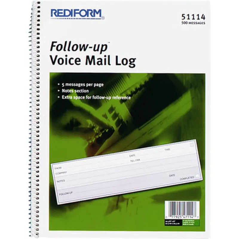Rediform 51114 Follow-Up Voice Mail Log Book