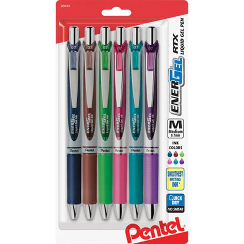 Pentel BL77BP6M1 Liquid Steel Tip Gel Pens