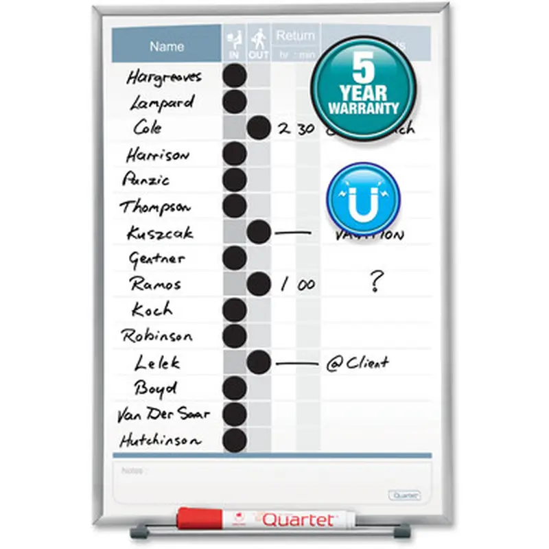 Quartet 33703 Matrix 15-employee In/Out Board